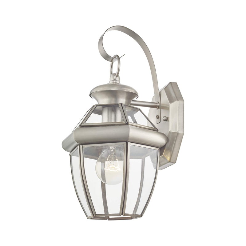 Livex Lighting 2051-91 Monterey 1 Light Outdoor Brushed Nickel Finish Solid Brass Wall Lantern with Clear Beveled Glass - Image 3
